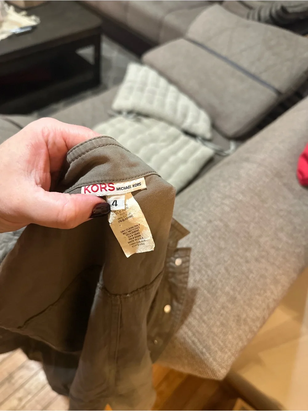 Michael Kors Olive Utility Sleeveless Button-Front Vest